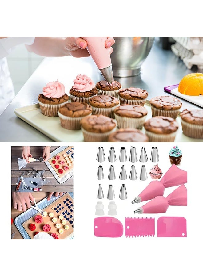 DUNISO Piping Bags and Tips Set, Reusable Cake Decorating Tools with Icing Pastry Bags, Icing Bags Tips, Couplers and Scrapersfor Cookie Cupcakes - Image 3